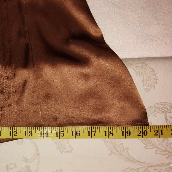 NANETTE LEPORE 100%SILK CAMISOLE WIDE LACE STRAPS EMPIRE WAIST TUCKS BRONZE SZ 6 - Picture 7 of 10